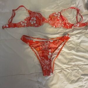 Floral Red Bikini Set